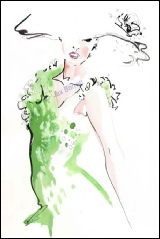 Emerald Sequined Dress by Jax Barrett Fashion Illustrations