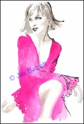 Fuschia Silk Dress by Jax Barrett Fashion Illustrations